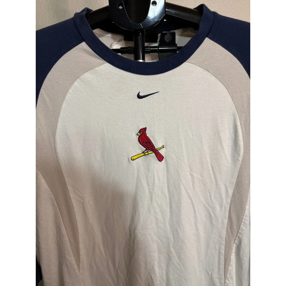 Nike St Louis Cardinals MLB Baseball Shirt Mens Large White Navy‎ Dri-FIT Raglan